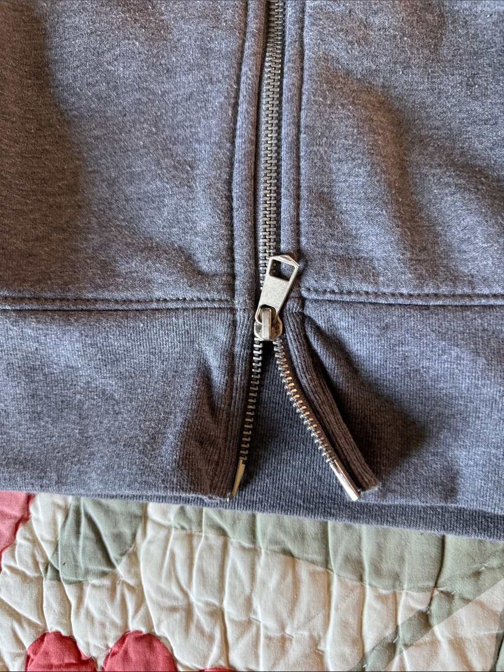Boxy oversized cropped AE American Eagle double zip hoodie gray grey Small S - Picture 5 of 8